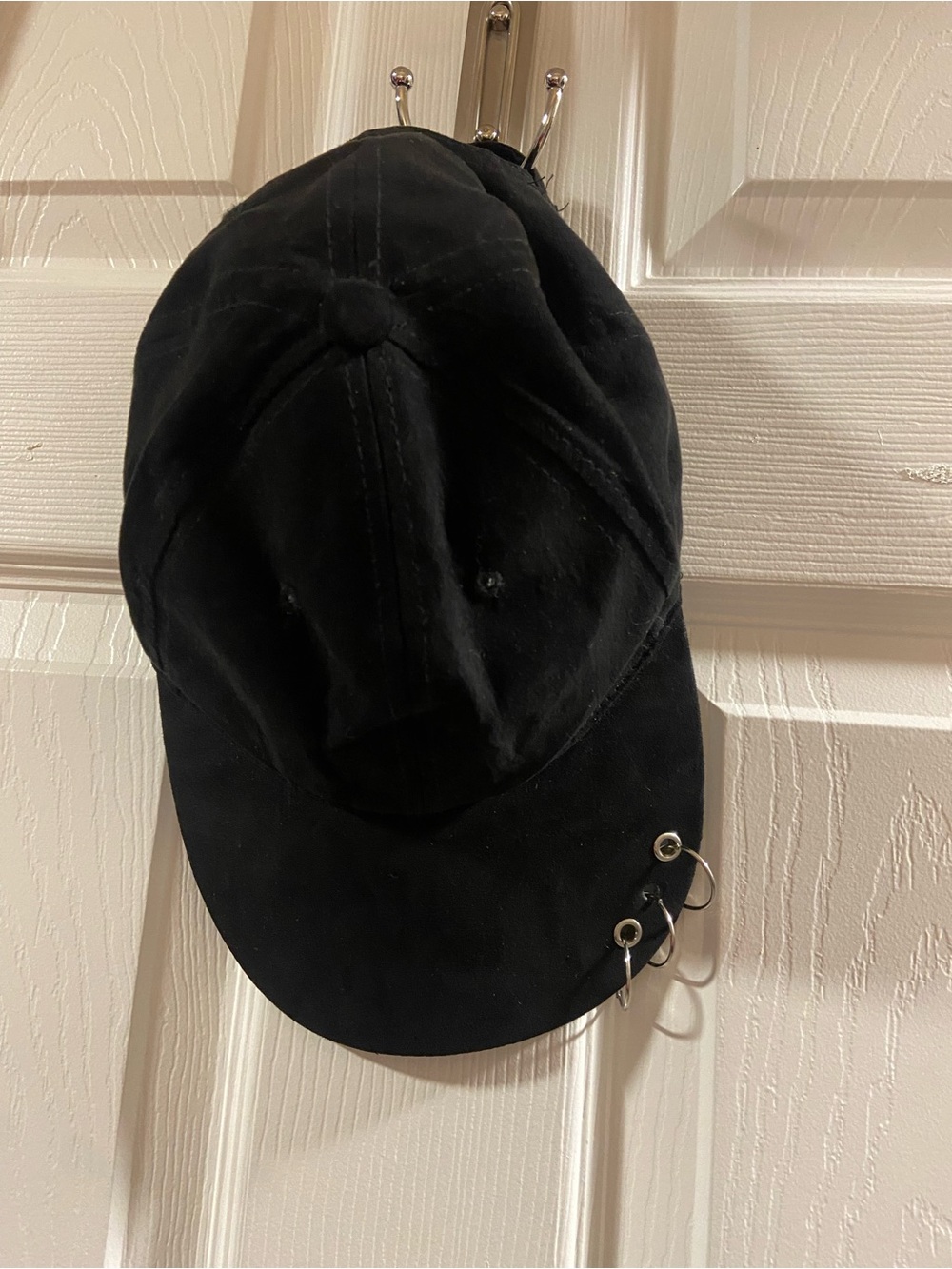 Baseball Cap with Metal Ring Piercings